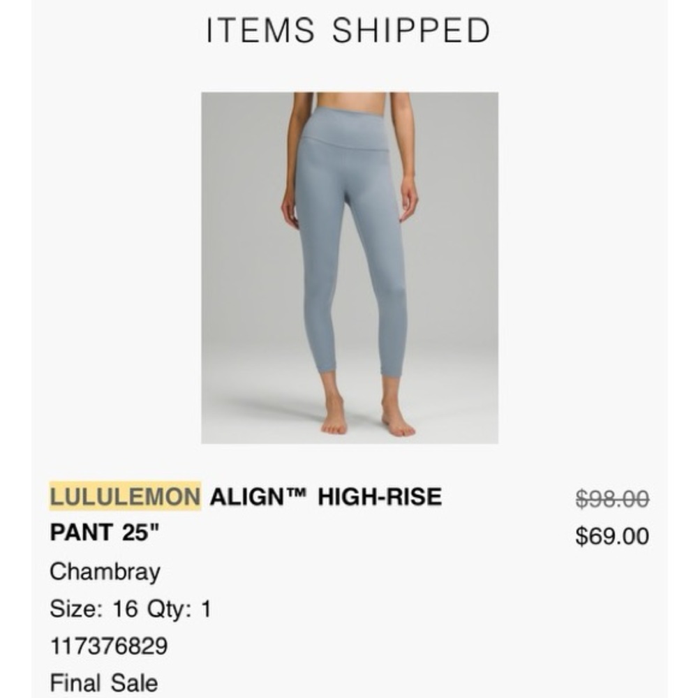Size 16 Chambray Lululemon Align High-waisted Legging